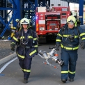 4x z taktického cvičení v Elektrárně Ledvice, na snímcích jsou jak profesionální, tak i dobrovolní hasiči, kteří v elektrárně zasahovali. (ČEZ, Ota Schnepp)